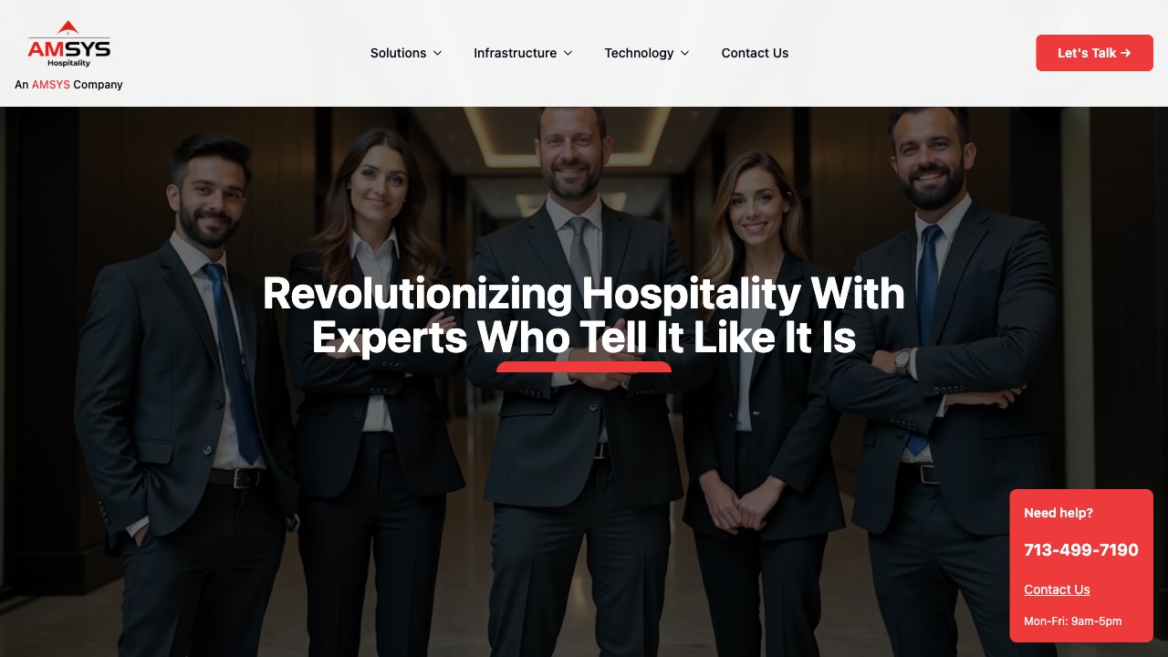 AMSYS Hospitality website screenshot